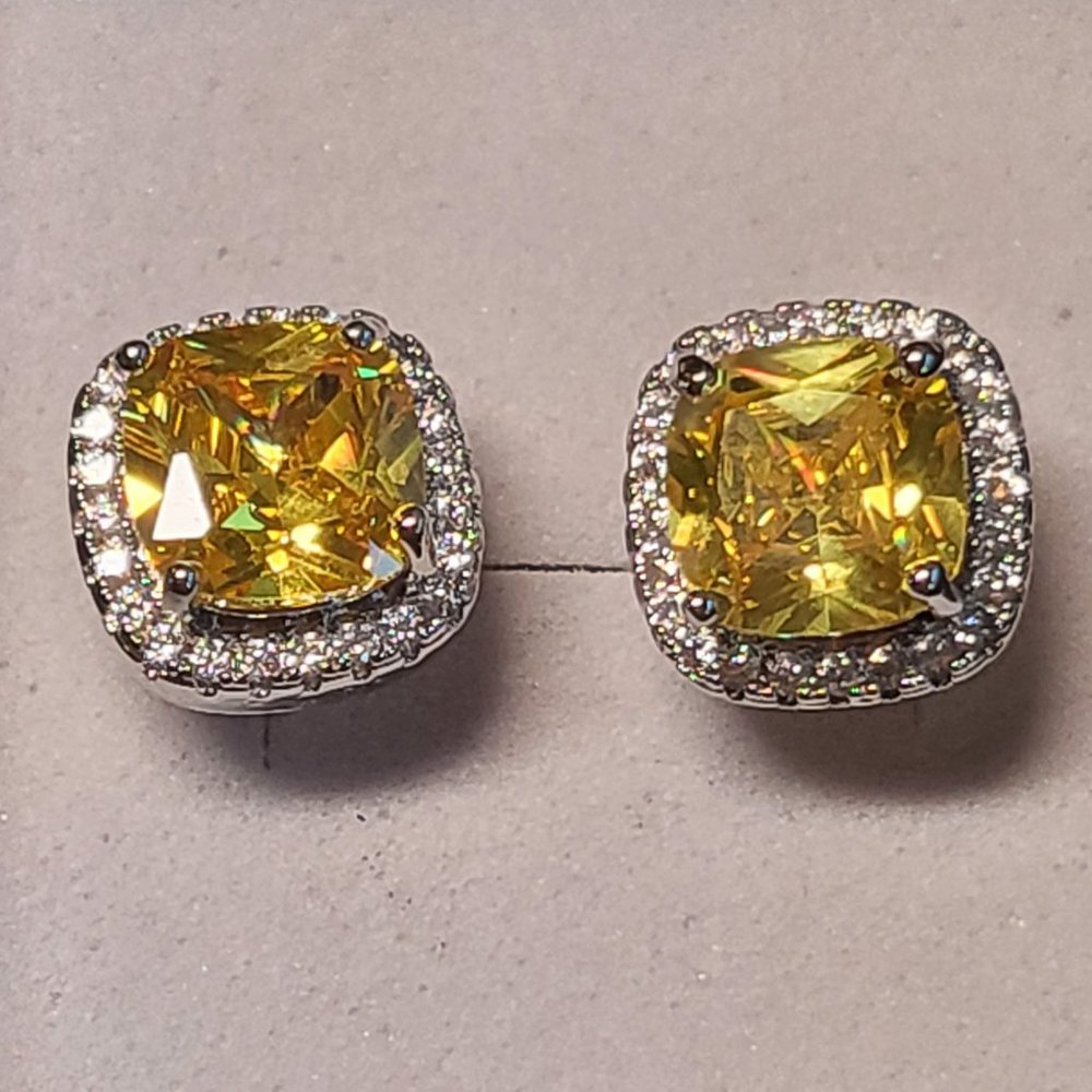 New! Yellow moissanite and zircon earrings in sterling silver, stunning!